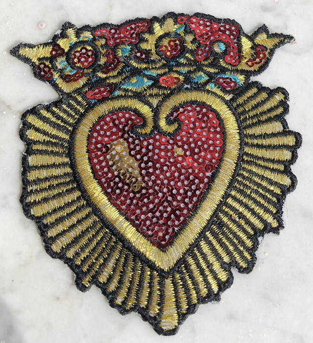 New Sequin Heart Crown Applique