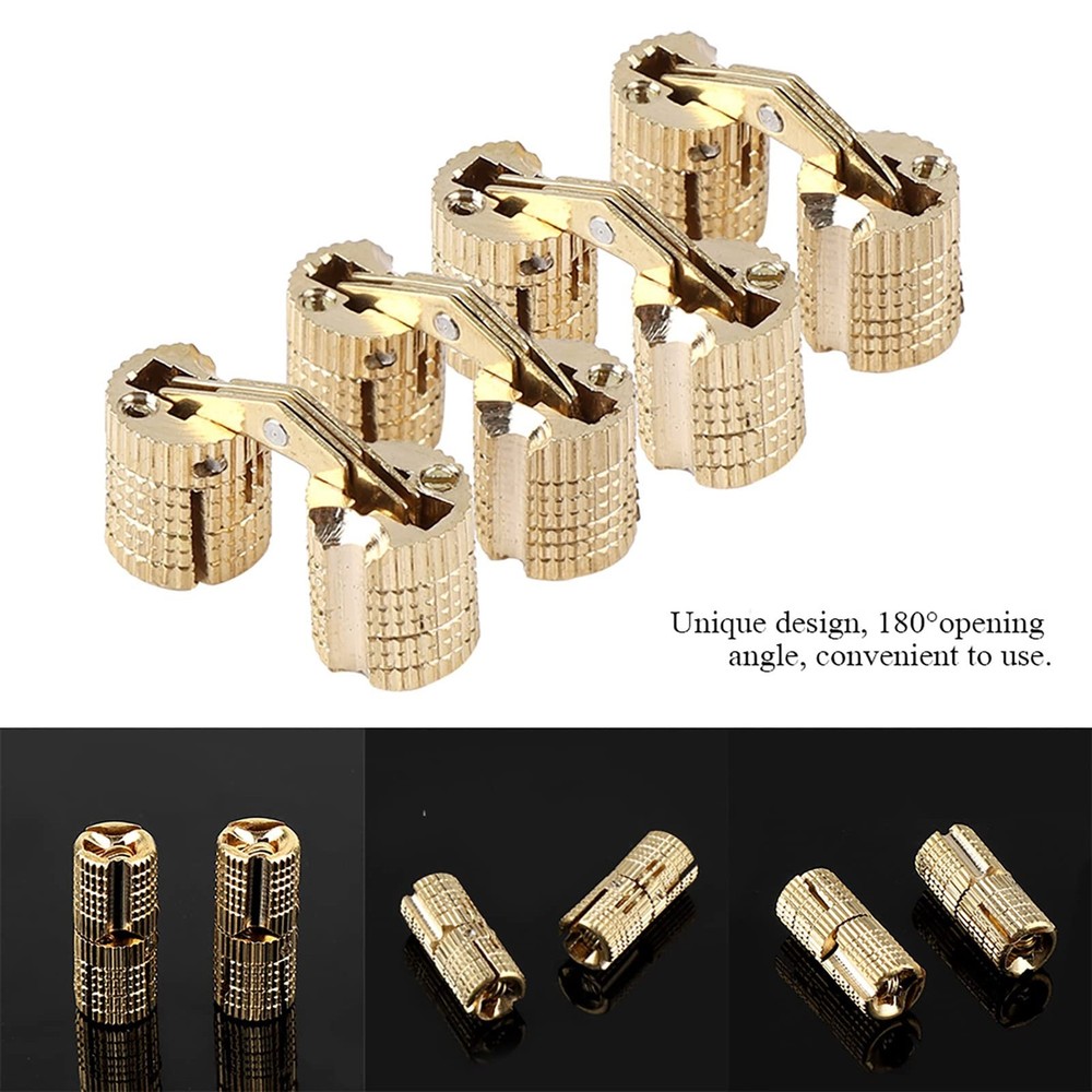 4Pcs/Pack 8mm Barrel Hinge, Box Hinges,Hidden Brass Barrel Hinges Concealed B...