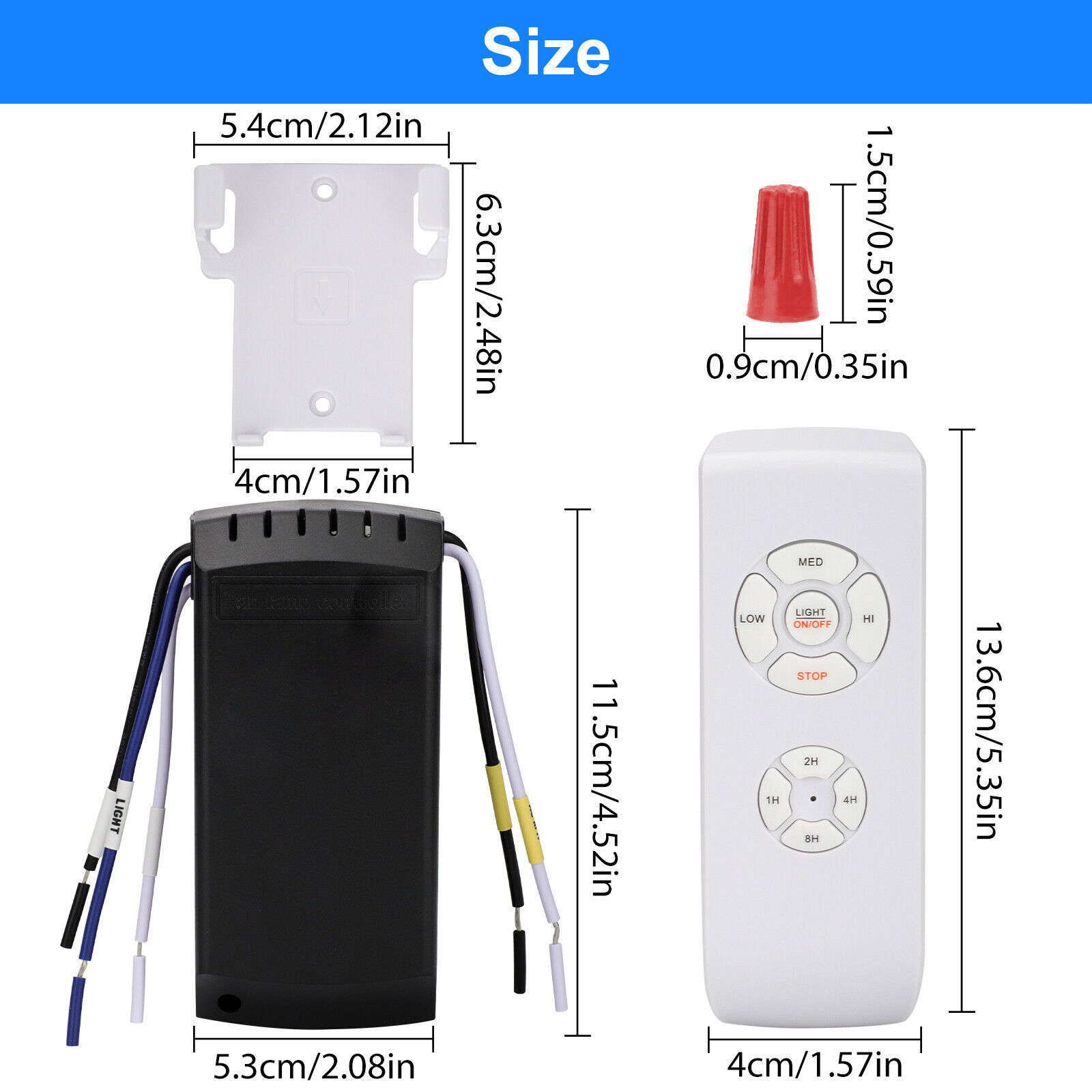 2x Universal Ceiling Fan Lamp Light Wireless Timing Remote Control Receiver Kit