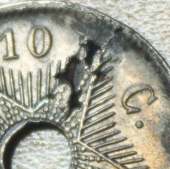 1925 Belgian Congo 10 Centimes Overdate Planchet Error