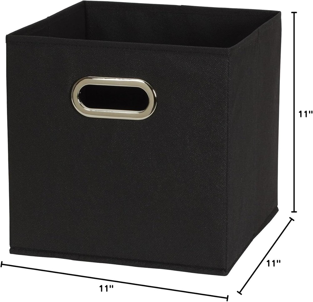 Chic Black Fabric Storage Bins - Set of 6 Foldable & Sturdy Stackable Cubes