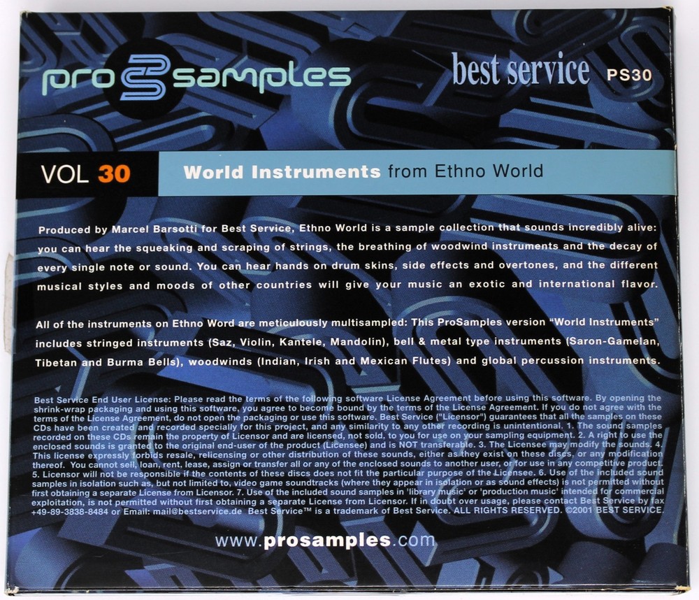 Best Service Pro Samples 30 World Instruments Sound Library/Sampling 2x CD