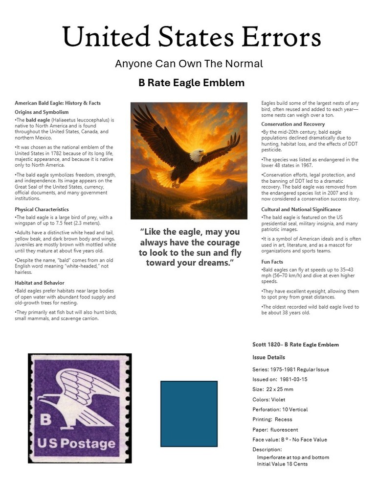 Centsational Custom Presentation Panel For Error SN 1820 - 8.5” X 11”