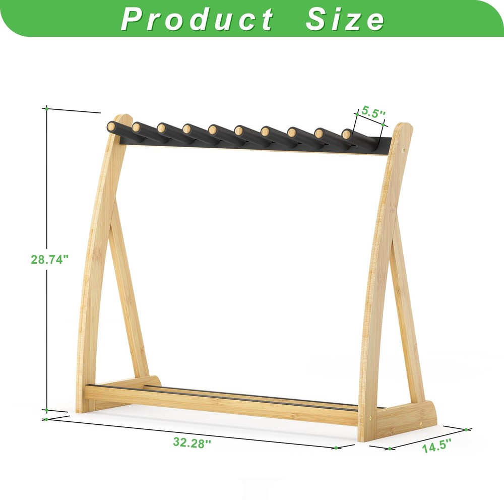 Guitar Stand Rack, Multi-Guitar Display Rack Adjustable Bamboo Guitars Holder...