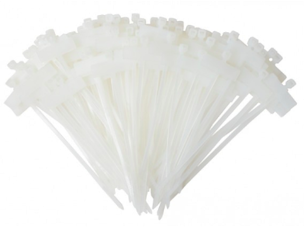 New - 1000 Pack 4" Natural Flag Cable Zip Ties, ID Labeling Marker Tags