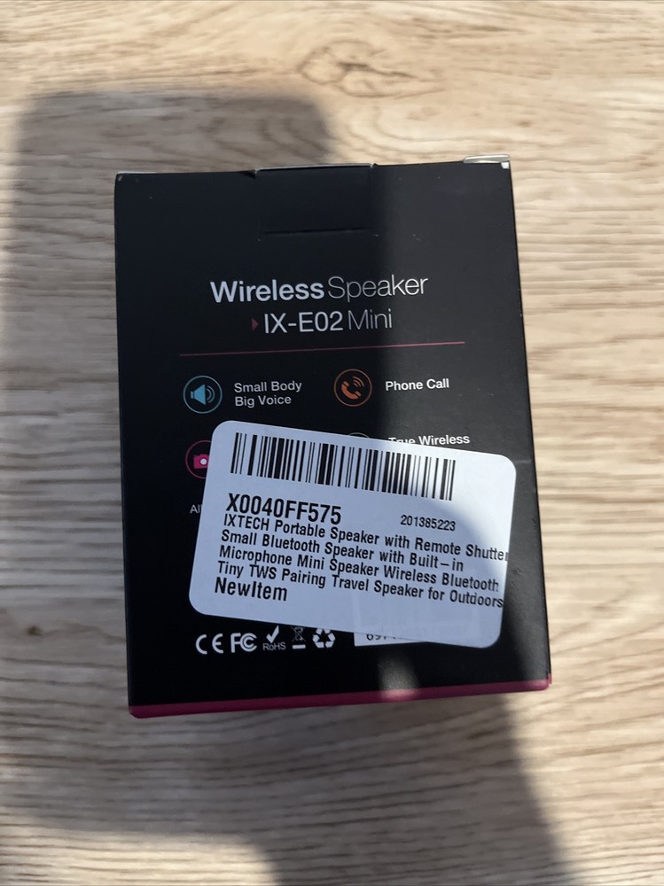 IXTECH Mini Portable Speaker w Remote Shutter Built in Mic Black