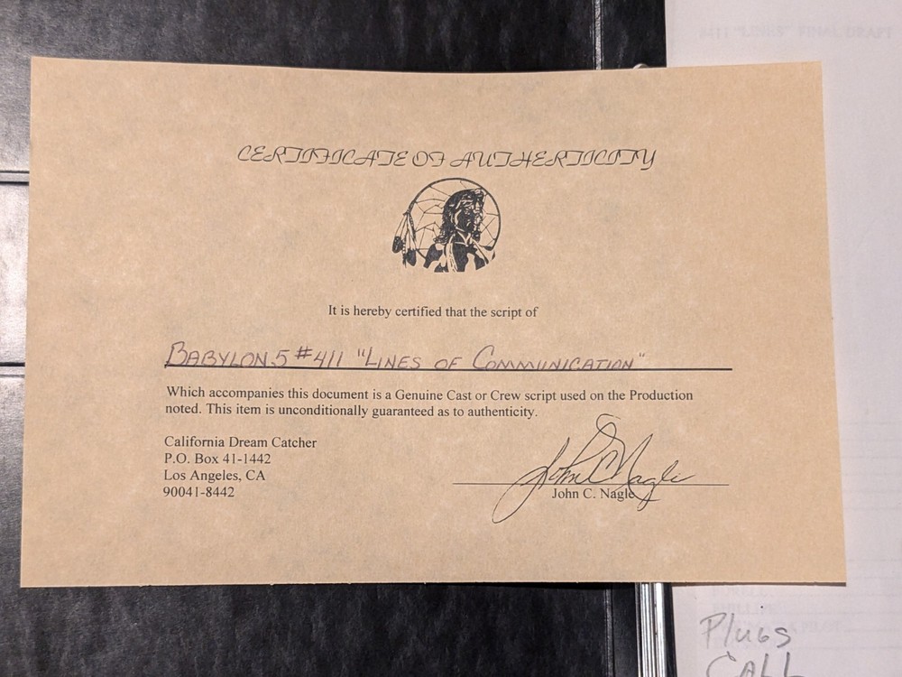 Babylon 5 Original Production Script ~ Lines of Communication