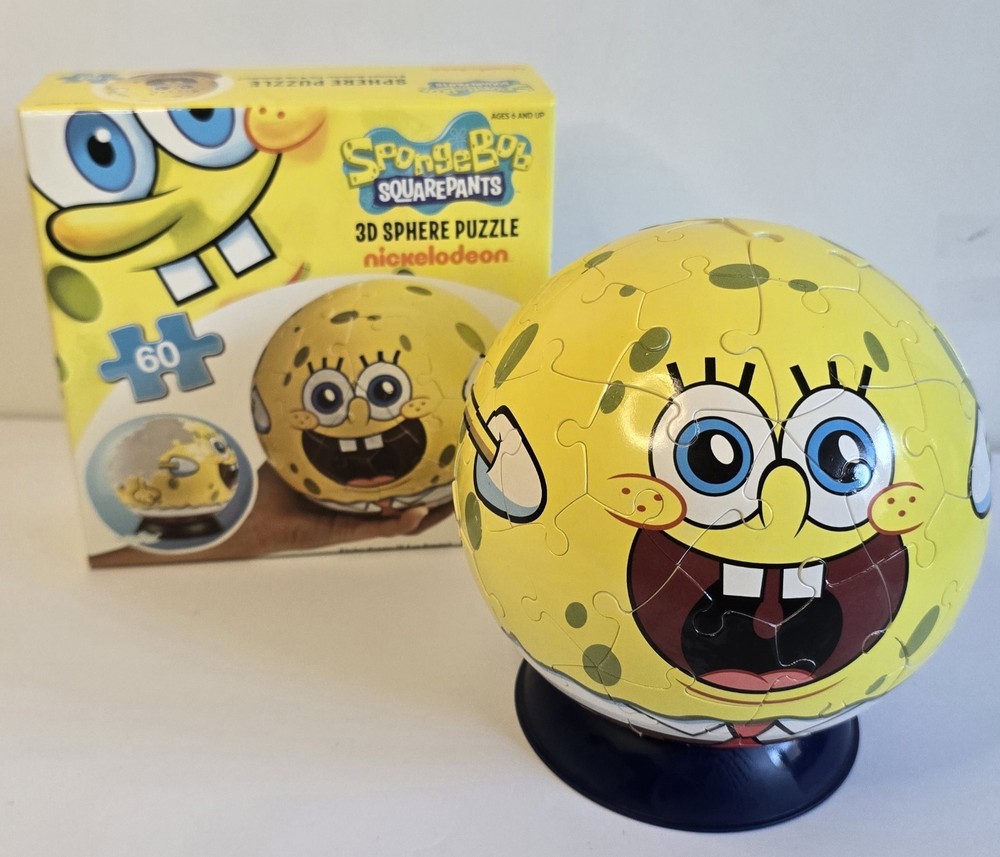 EUC 2010 Nickelodeon SpongeBob SquarePants 3D Sphere Puzzle 60pc Complete W/ Box