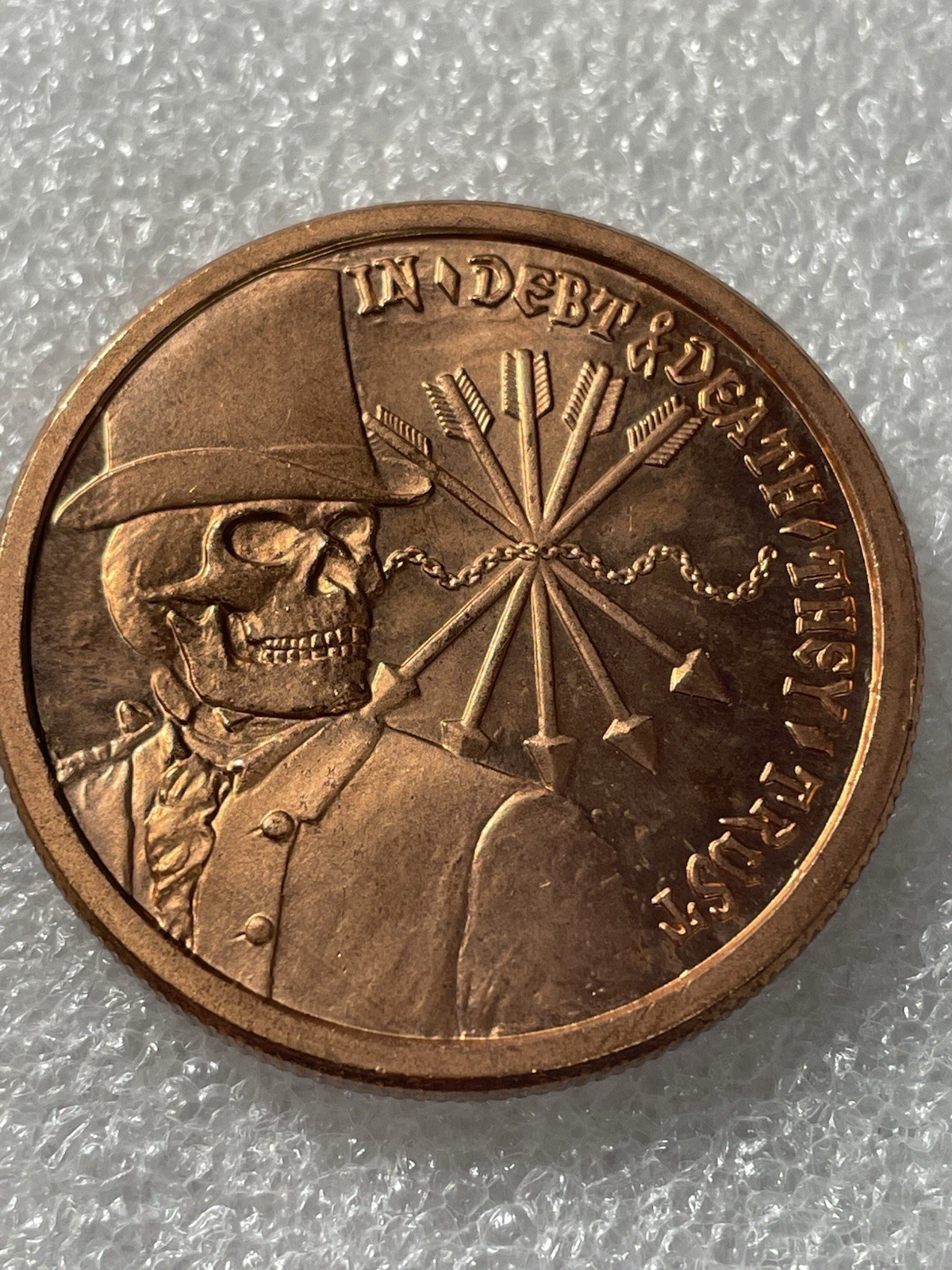 In Debt And Death They Trust/ Keep Calm And Slave On- 1 Oz .999 Copper Round