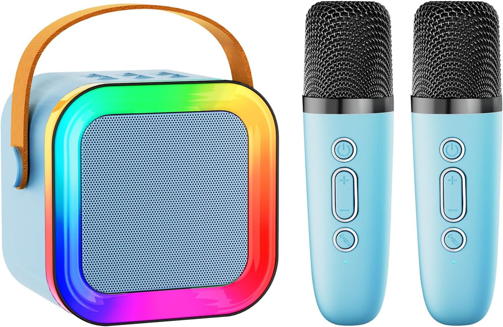 Mini Karaoke Machine Speaker for Kids Adults,Portable Bluetooth with 1-2 Wireles