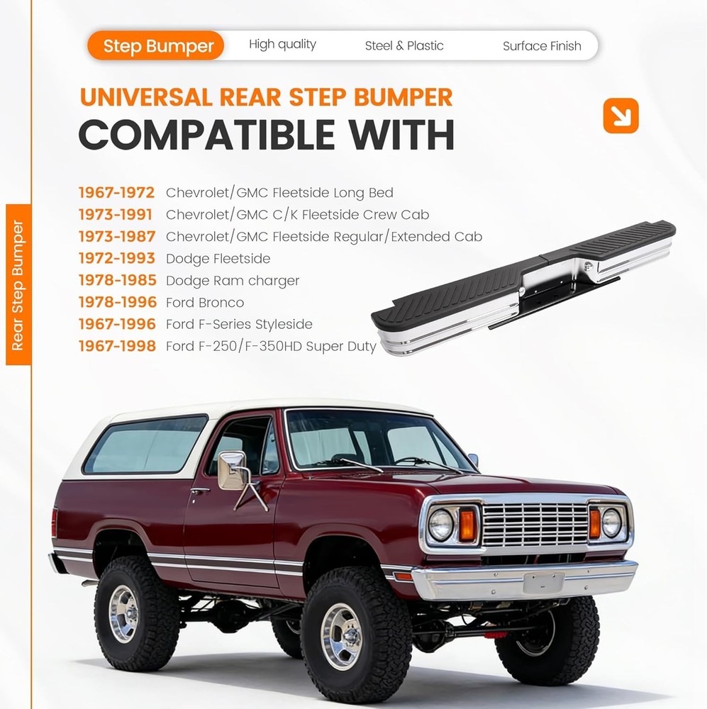 Rear Step Bumper for Chevy C/K 1967-1998