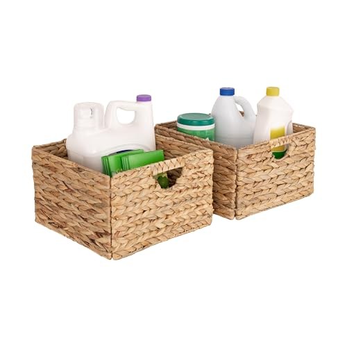 Premium Natural Handwoven Portable Rectangular (2-Pack) Natural Water Hyacinth
