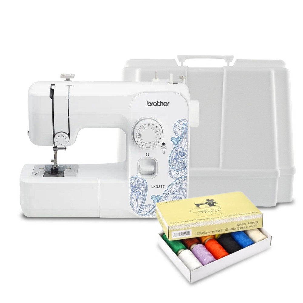 Brother RLX3817 17-Stitch Full-Size Sewing Machine Bundle (White, Refurbished)