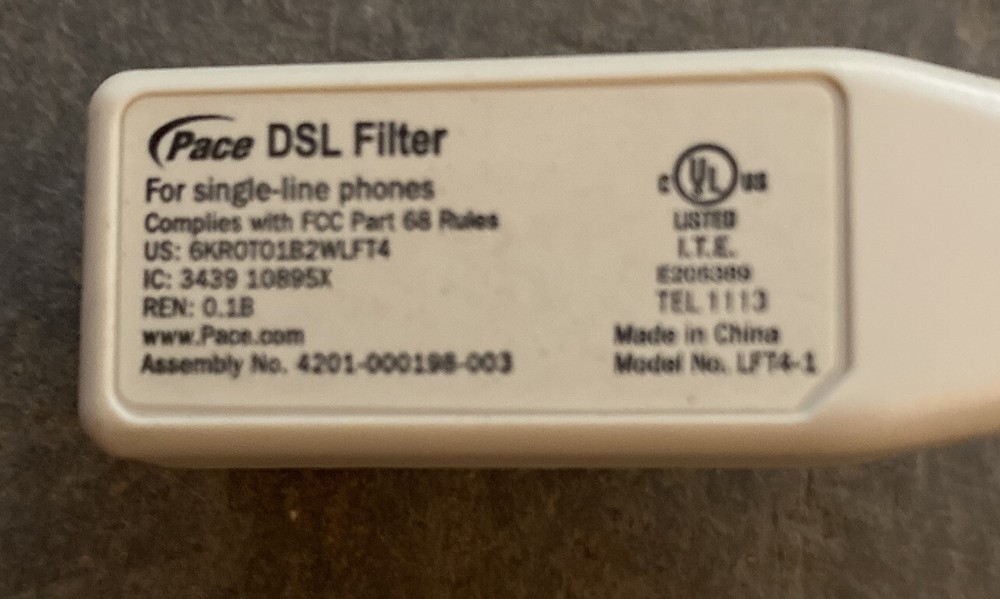 Pace DSL Filter For Single-line Phone