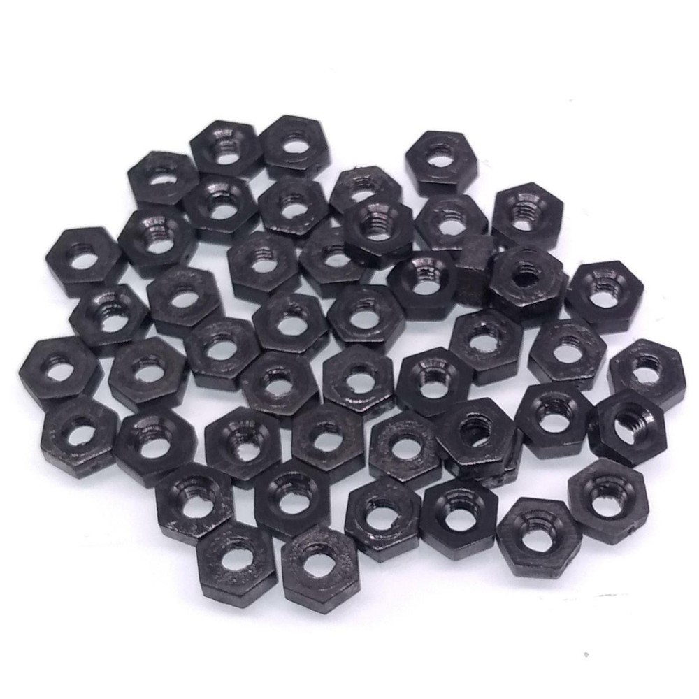 500pcs M2 Metric Thread Insert Screw Fastener Black Nylon Hex Nut