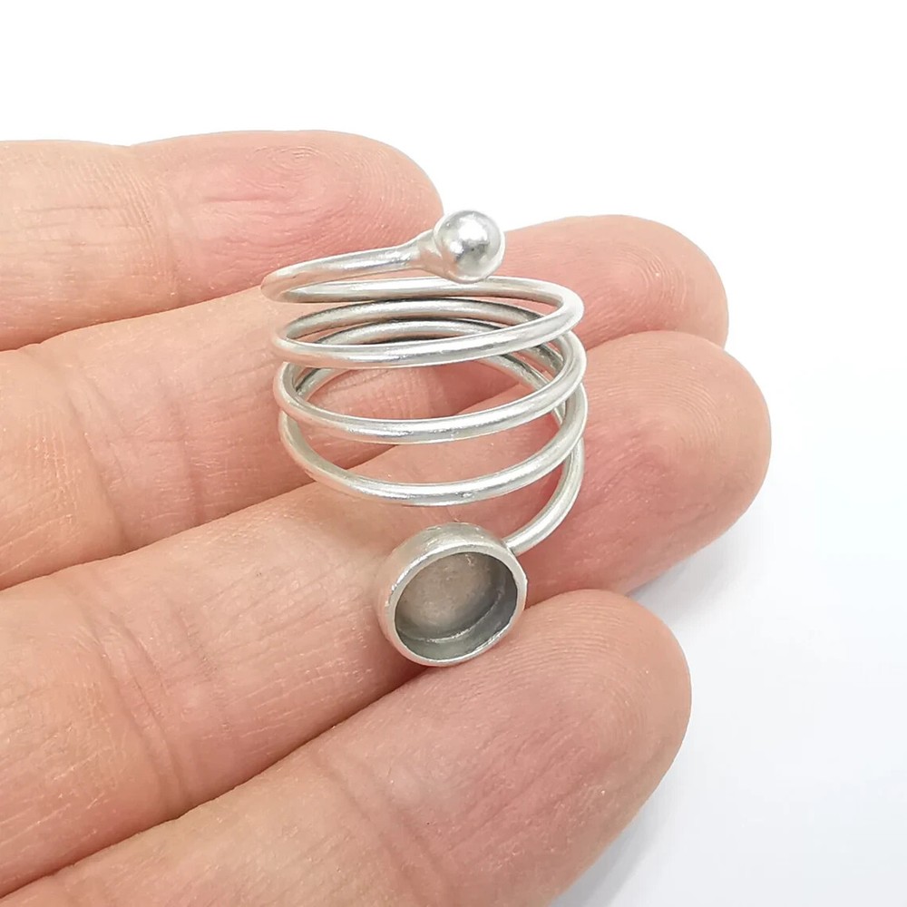 Wrap Ring Setting Blank Cabochon Mounting Adjustable Resin Ring Base Bezel