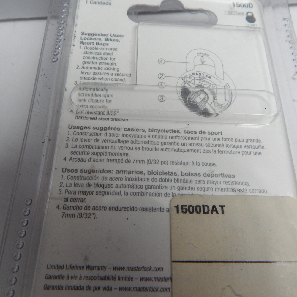 NEW MASTER 3/4" COMBINATION PADLOCK 1500D Tough Under Fire