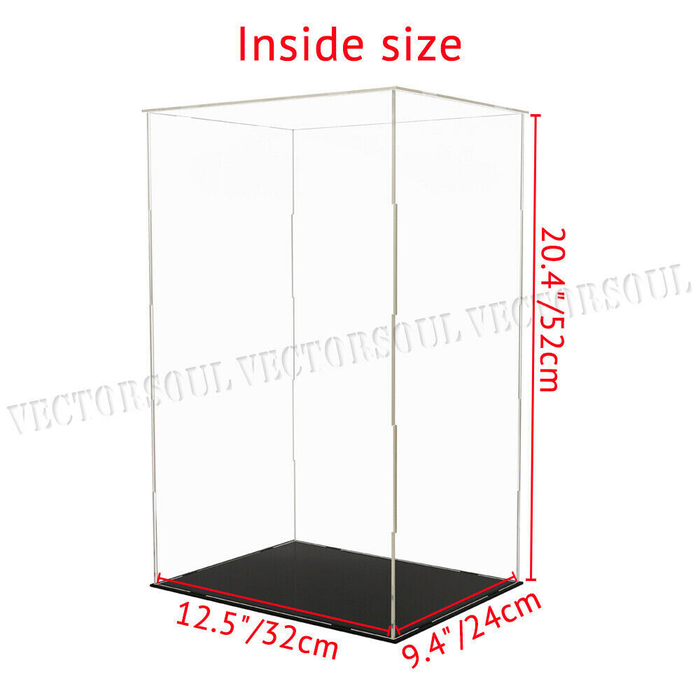 US Acrylic Display Case 20.5" H Large Box Plastic Base Self-Install Dustproof