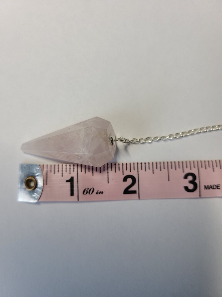 Rose Quartz Faceted Cone Crystal Dowsing Pendulum Divination Tool