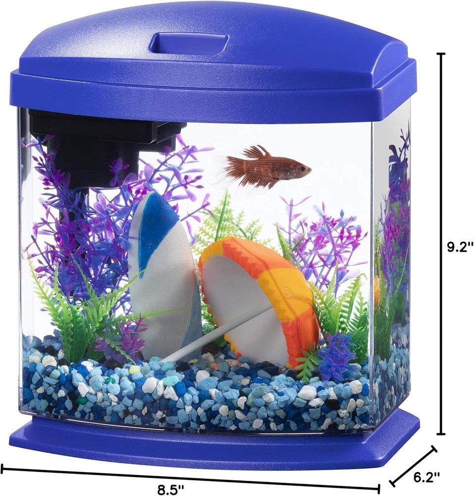 Blue Small Fish Tank with SmartClean Technology.