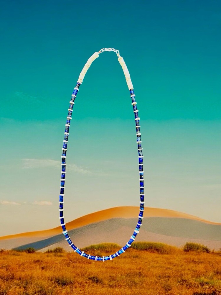 Native American Lapis & Luhuanus Shell Necklace