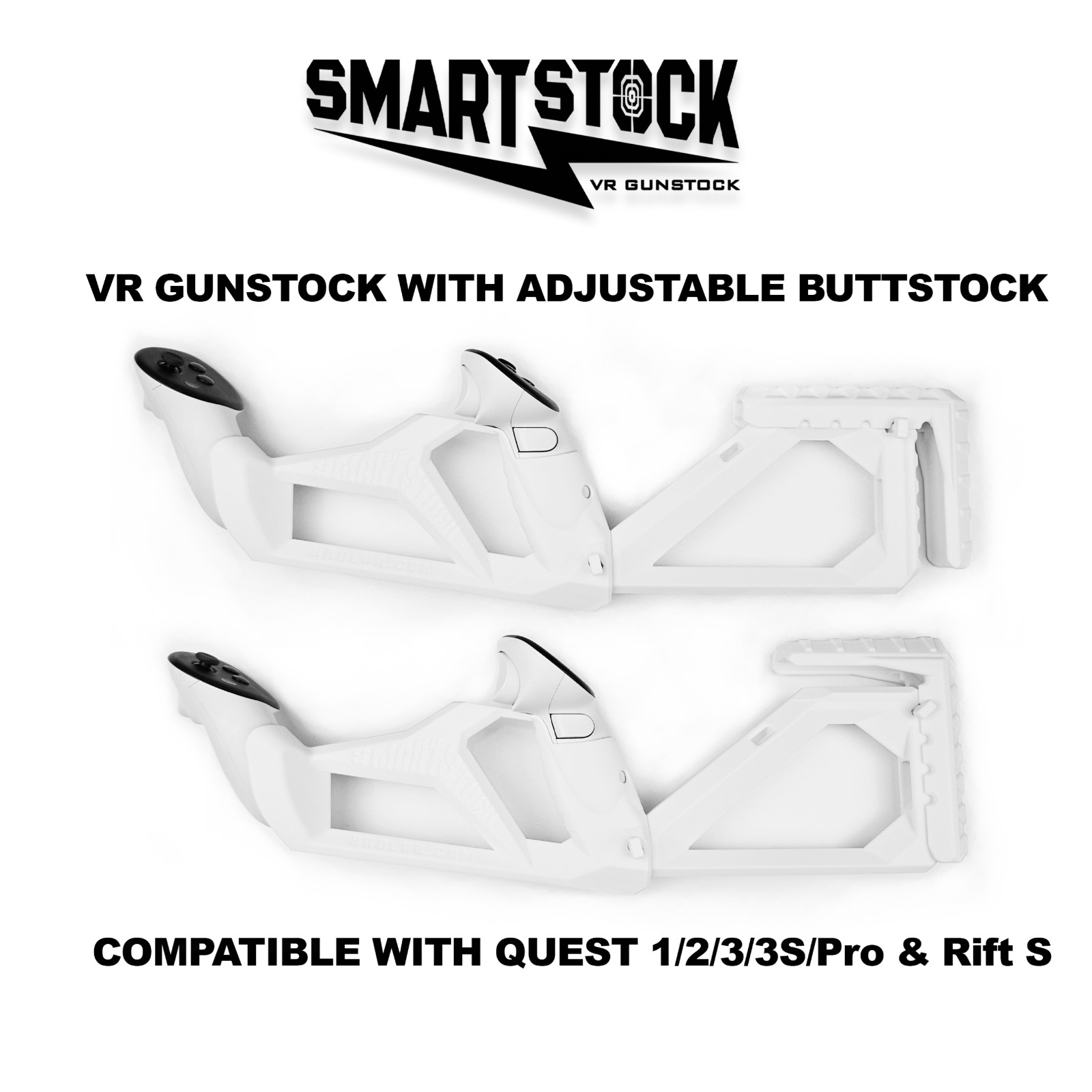 SMARTstock VR Gunstock for Quest 1/2/3/3S/Pro/Rift S - Nonmagnetic fast movment