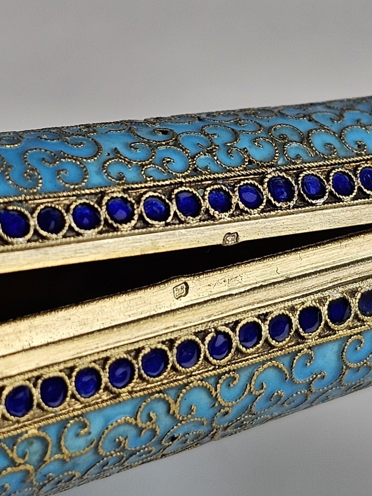 19C Russian Gilt Silver Enamel Cigarette Case