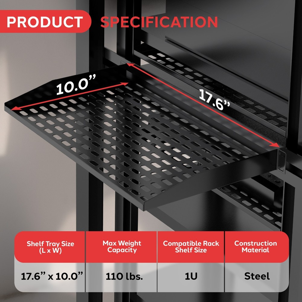 Pyle 10-Pack 1U Server Rack Shelf - Universal Device Server Rack Mounting Tray