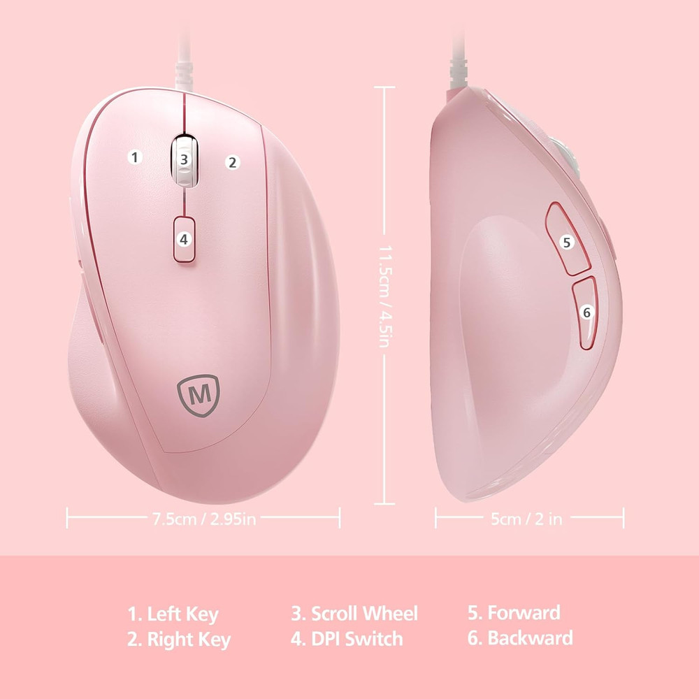 Micropack Ergonomic Mouse Wired for Laptop, PC Computer and Desktop