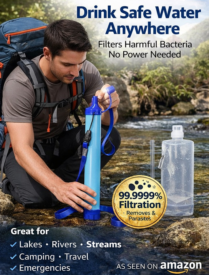Emergency Water Filter Straw Survival Kit Prepper Disaster Ready Purifier