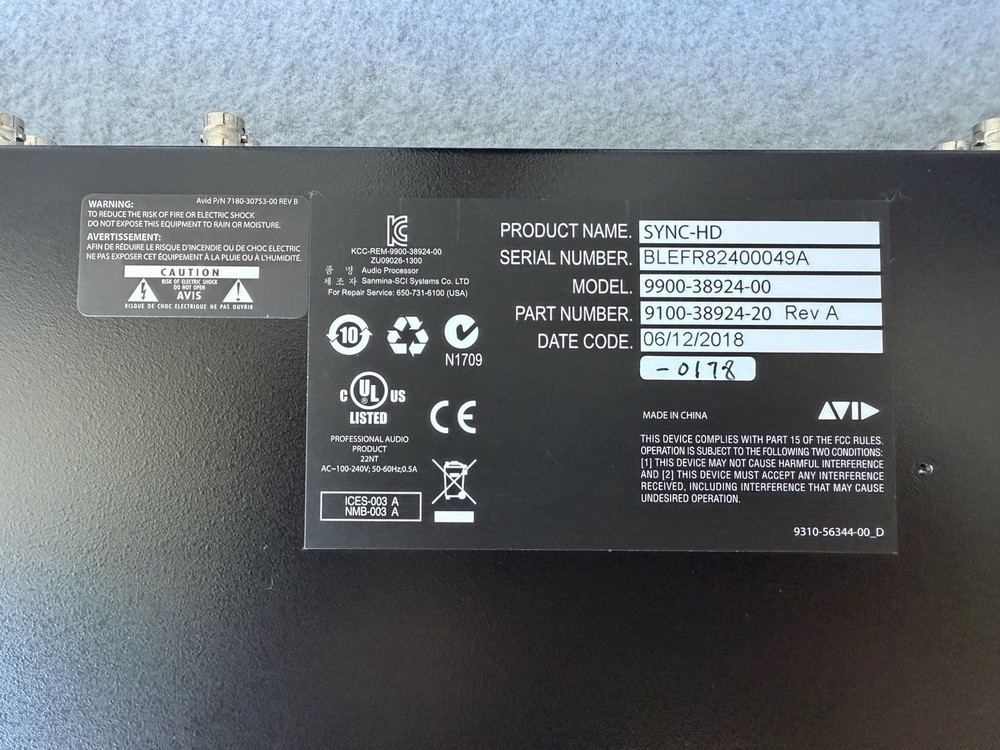 Avid Sync HD Professional Pro Tools Synchronizer – Studio Rack Unit