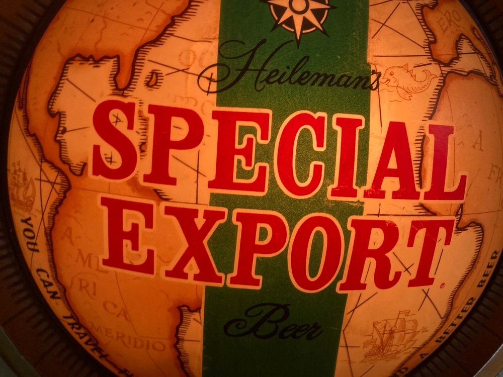 Special Export lighted hanging wall sign. Half a globe 1975 - 15" diameter
