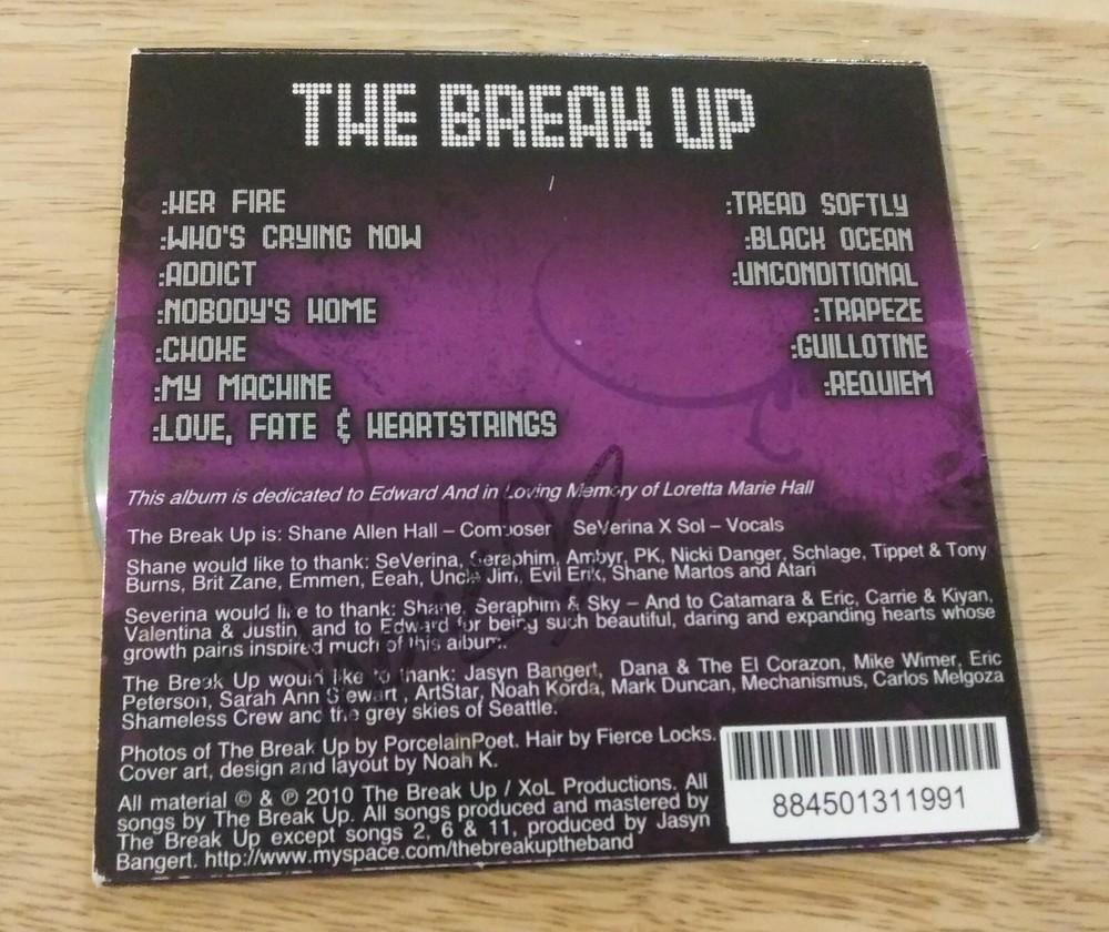 The Break Up - Shane Allen Hall - 2010 CD - Signed