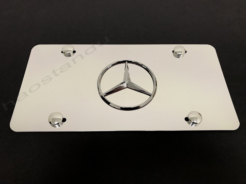 1x 3D "MBLOGO" emblem Aluminum Chrome Front Plate RUST FREE