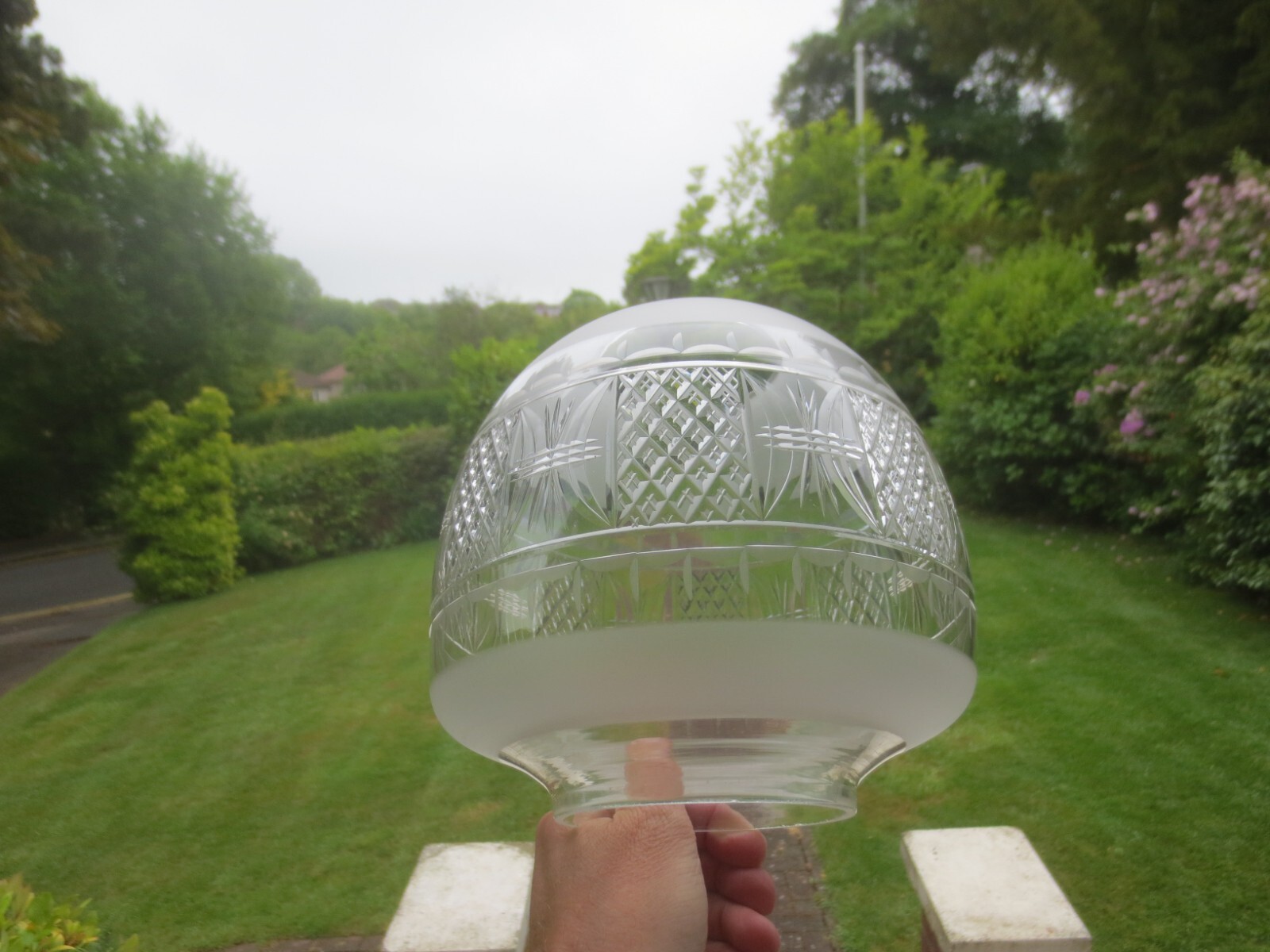 Superb Antique Victorian Cut Glass Duplex Beehive Oil Lamp Shade