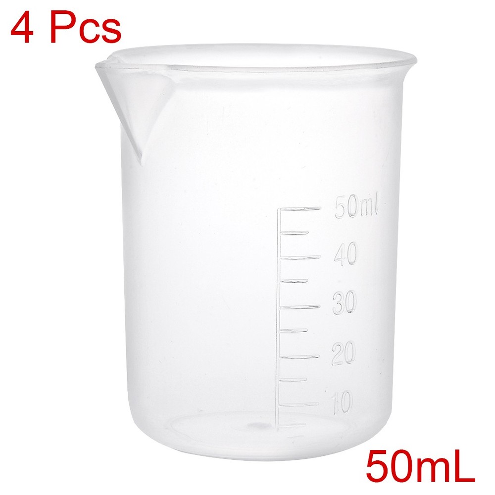 4pcs Transparent Measuring Cup Lab PP Graduated Beaker 50ml