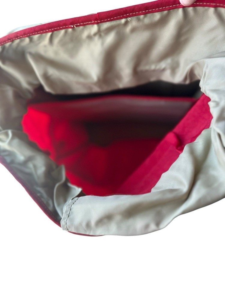 VTG 90’s Kipling Red Nylon Backpack Large Flap Buckle Drawstring Padded Back