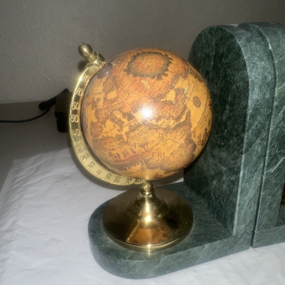 Old Globe Green Marble Book Ends