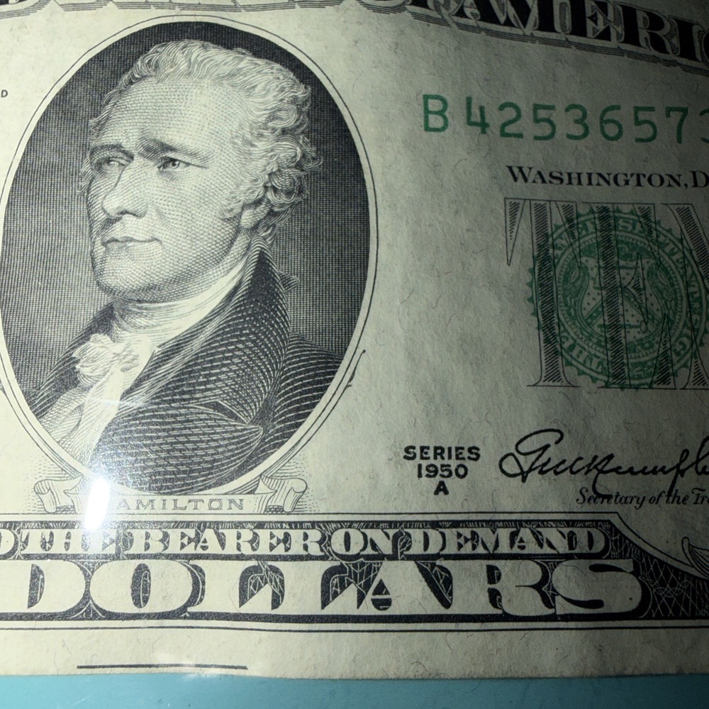 RARE 1950-A $10 Bill Misalignment Error - Visible Alignment Line