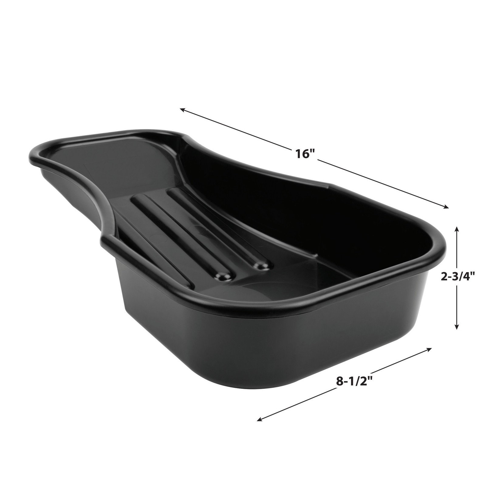 Performance Tool Oil Drain Pan, 0.7-Gal., 2.8-Qt., Low-Profile, Black, Model#