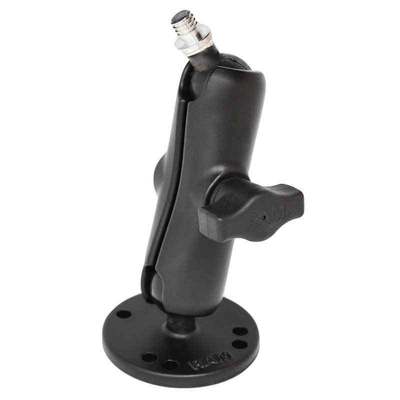 RAM 3/8"-16 Threaded Post Base with 1" Ball, Socket Arm & Round Drill Down Base