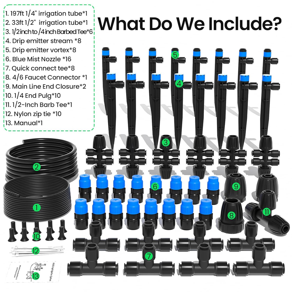 230FT Drip Irrigation System,Quick Connector Garden Watering System Automatic Sp