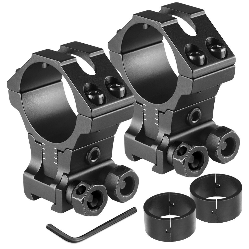 2Pcs 1"/30mm Adjustable Height Scope Ring Mount for 11mm Rail Dovetail Riser