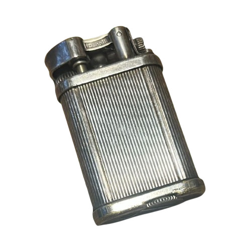 Dunhill UNIQUE Stripe Silver Lighter – Hammer Type Ignition Tested No Box JAPAN