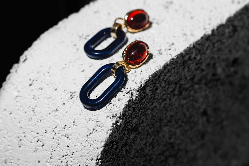Royal Ruby And Blue earring