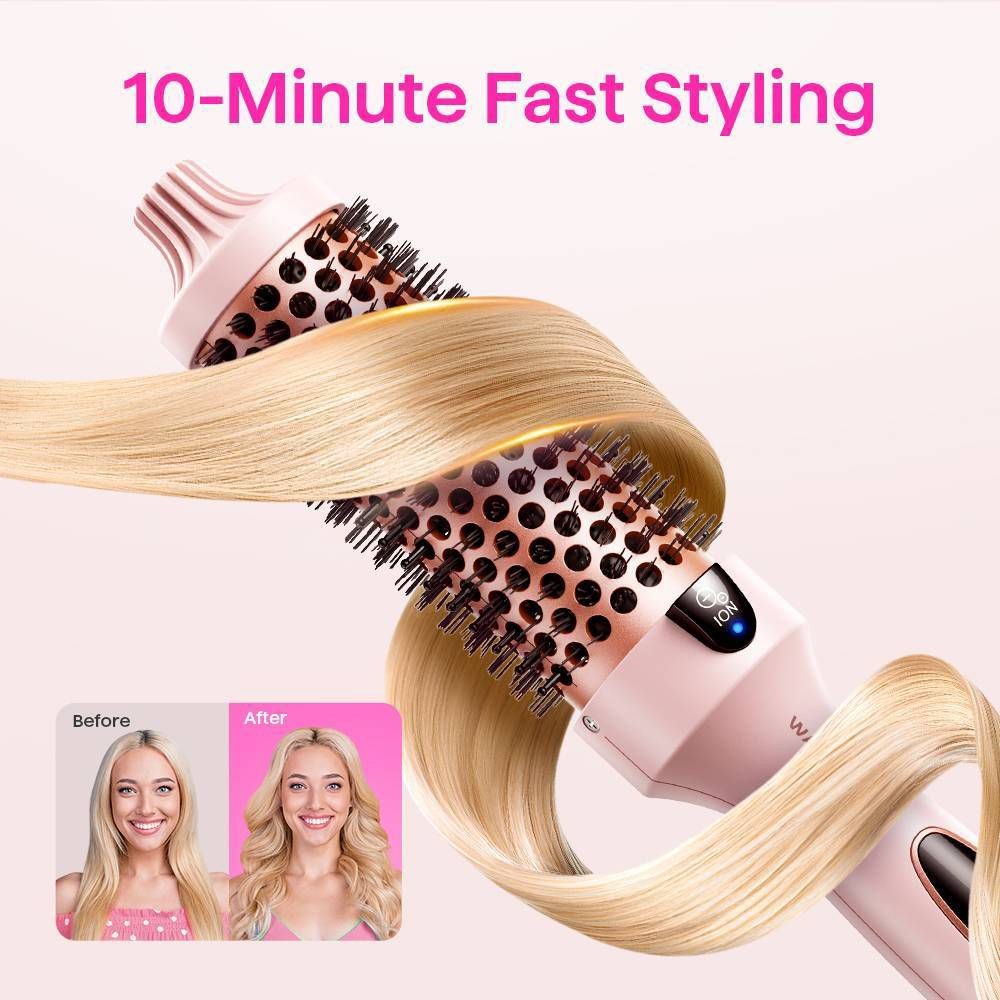Wavytalk 206 Ionic Thermal Heated Curling Brush - Pink - 1.5"