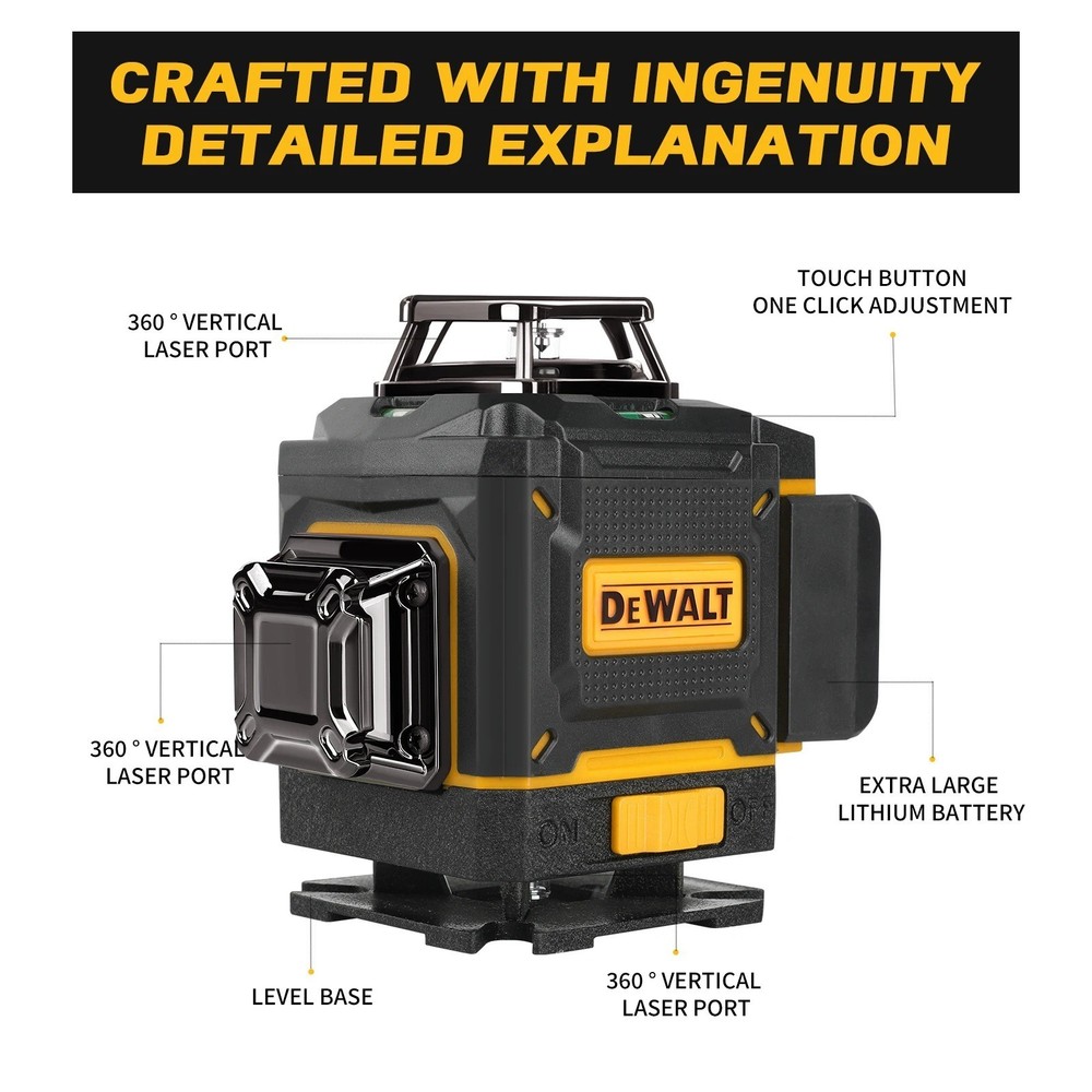 DEWALT 4D 16-Line Green Laser Level – 360° Horizontal & Vertical
