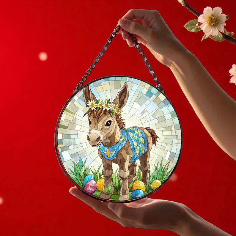 Easter Donkey Suncatcher Window Hanging Decor Gift Unique