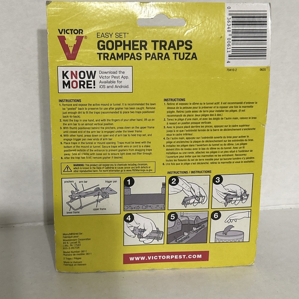 Victor 0611 Easy Set Gopher Trap 2 Pack New In Package