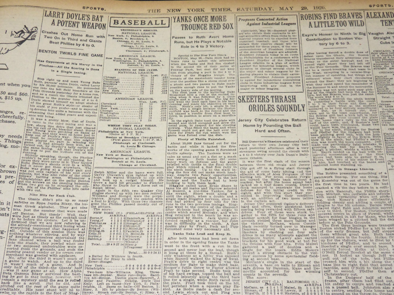 1920 MAY 29 NEW YORK TIMES - GOVERNOR ALLEN AND GOMPERS DEBATE- NT 8679